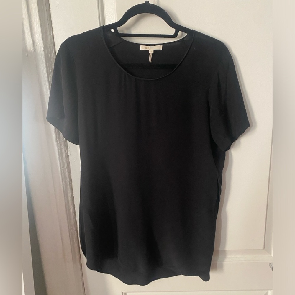 Maje Black long blouse with high side slits